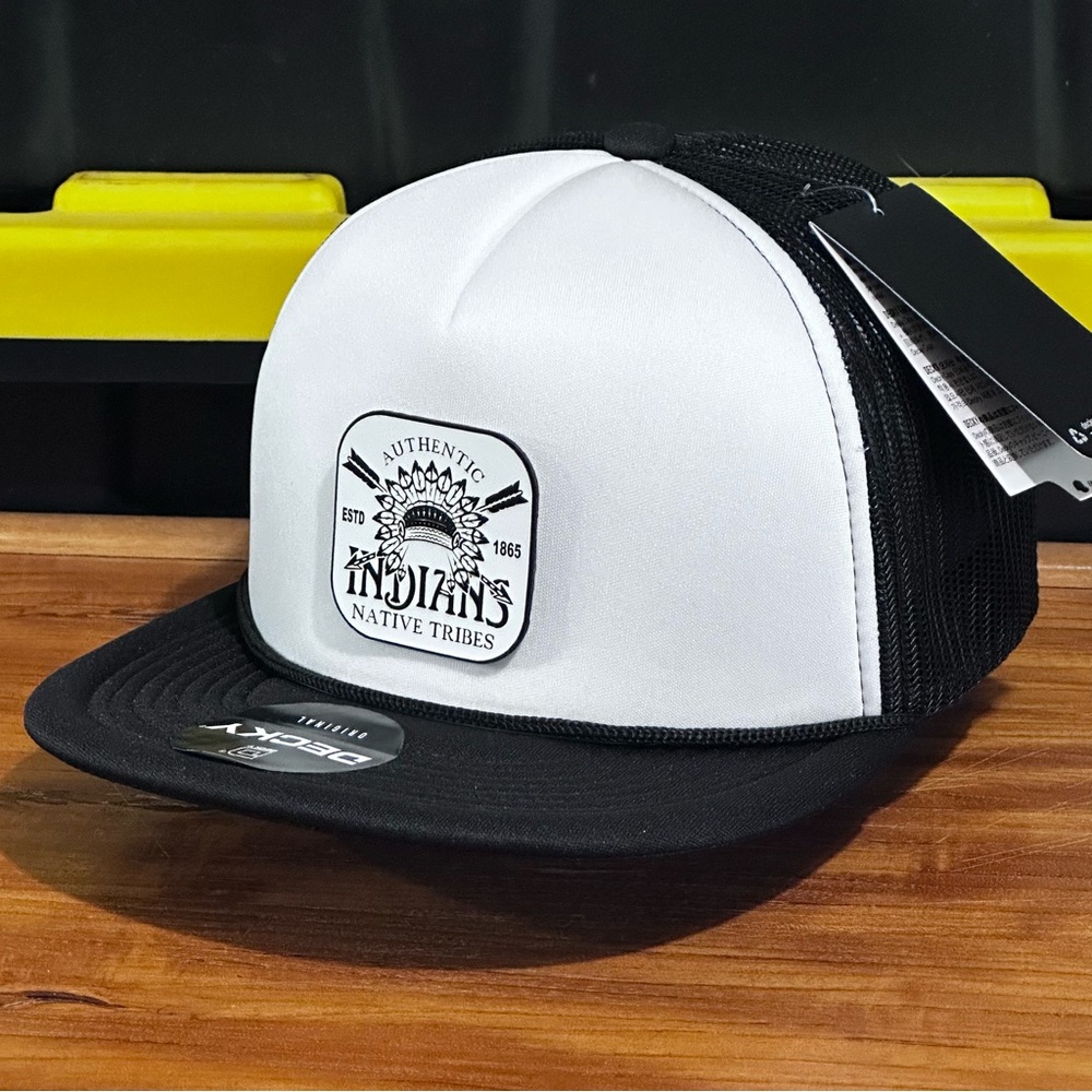 Native American Foam Trucker Hat Style SnapBack Black And White